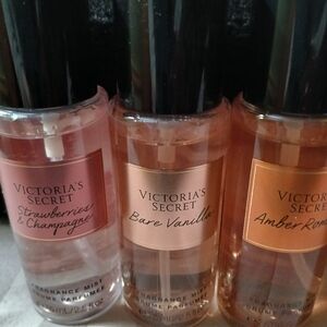 Lot of Three Victoria's Secret MINI Body Sprays Amber Vanilla Champagne